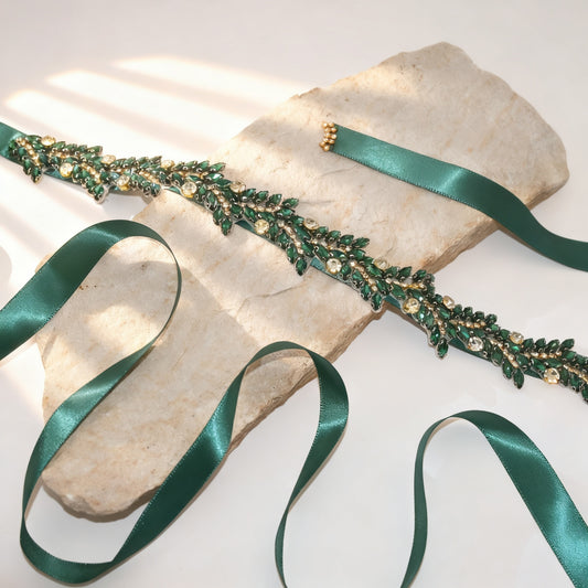 Bridella BS242KL Emerald Rhinestone Belt