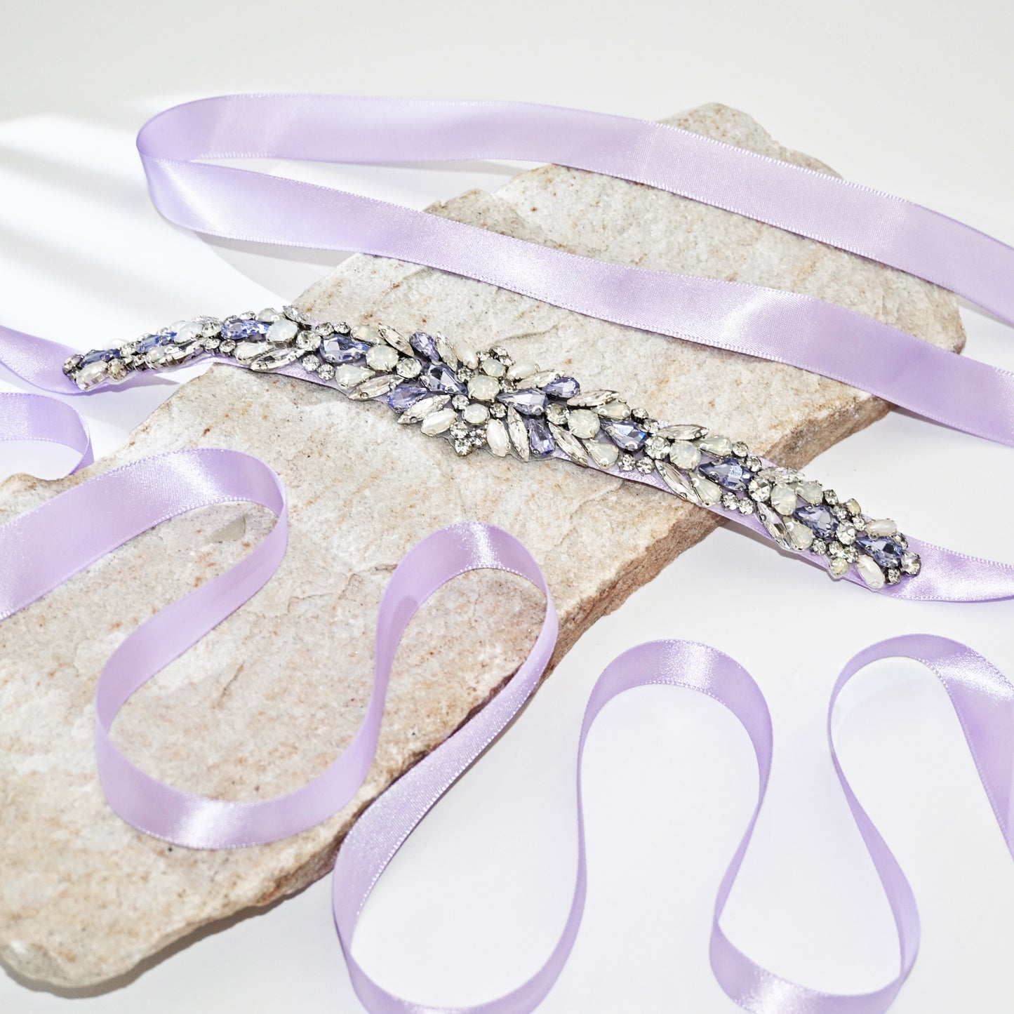 Lavender Rhinestone & Pearl Belt - Bridella BS57LA