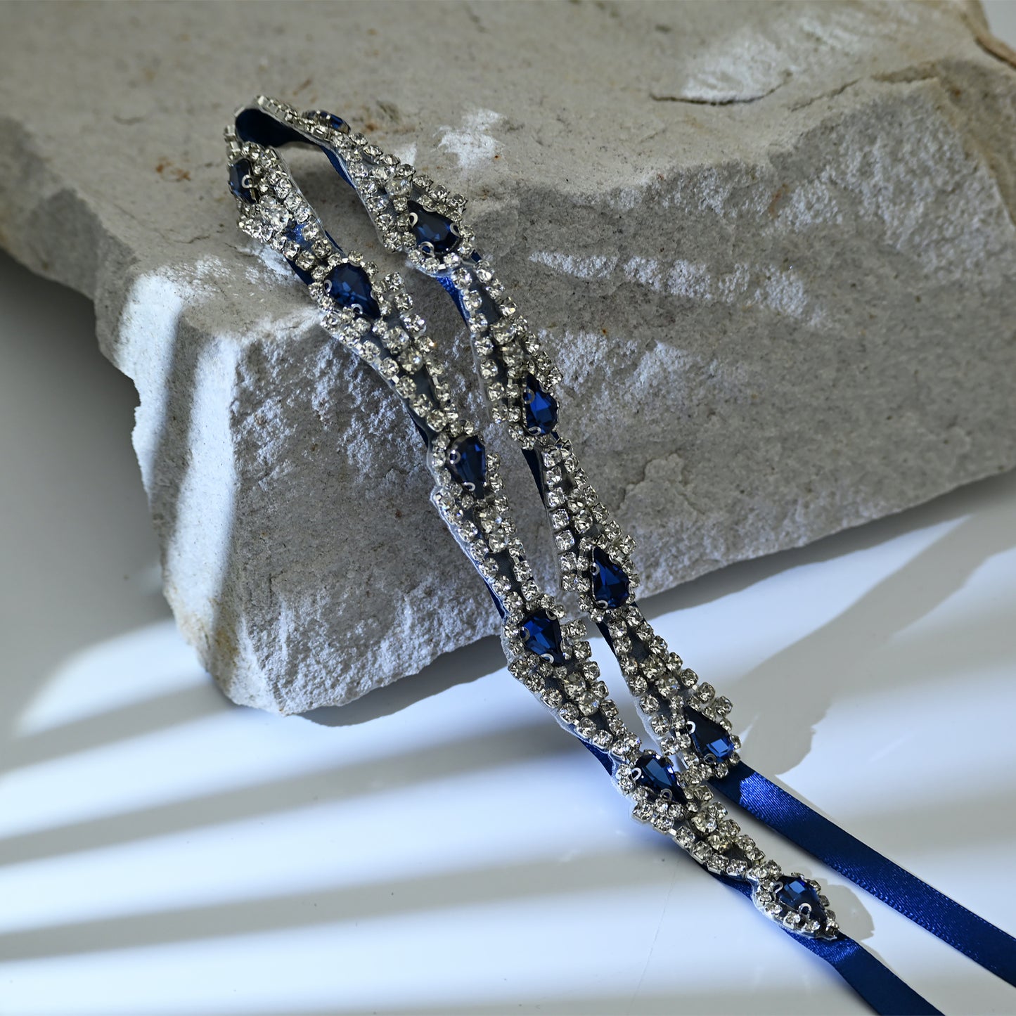 Bridella BS31ML Navy Rhinestone Belt