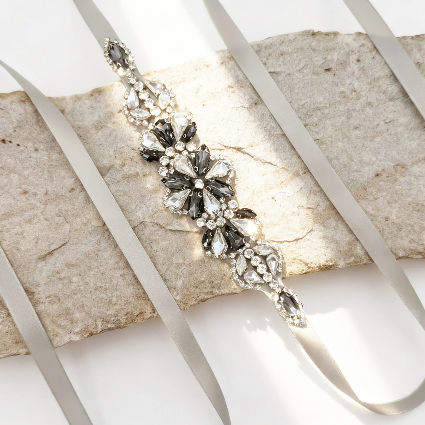 Grey Rhinestone Belt - Bridella BS464H