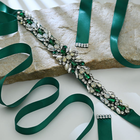 Bridella BS57KL Green Rhinestone Belt