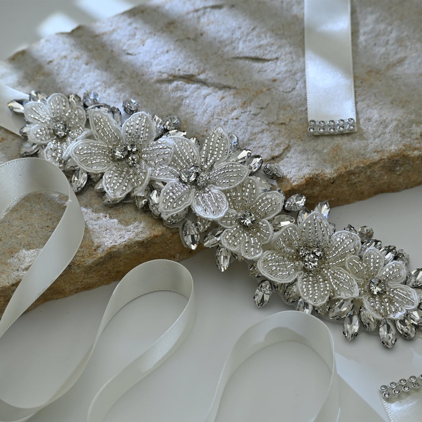 Bridella BS63 Off White Rhinestone Belt