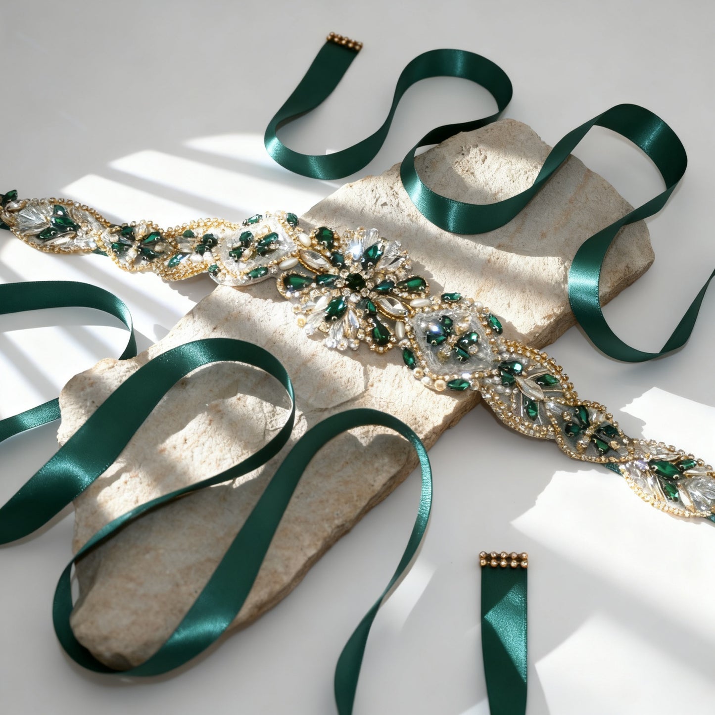 Bridella BS433GKL Green Rhinestone & Pearl Accessory