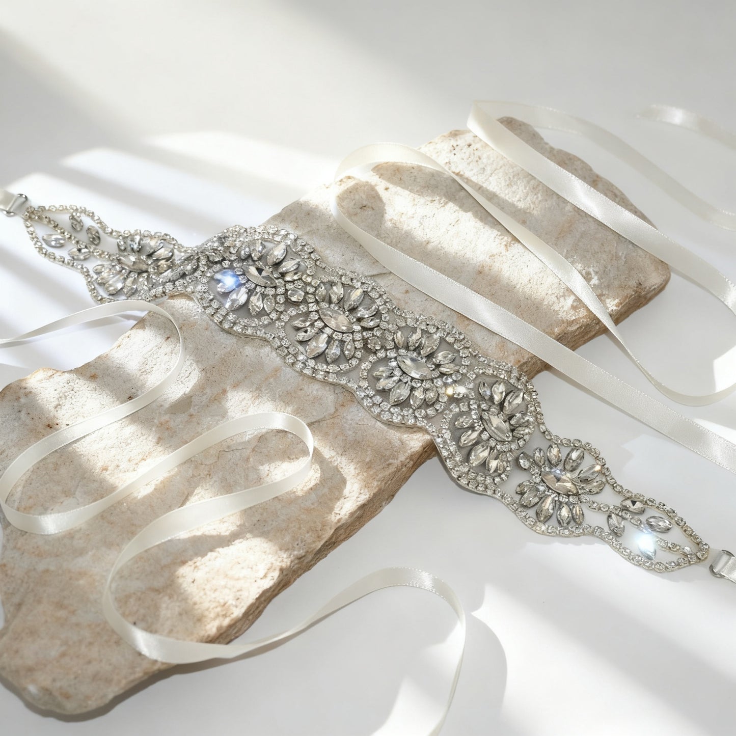 Bridella BS239 Off White Rhinestone Belt