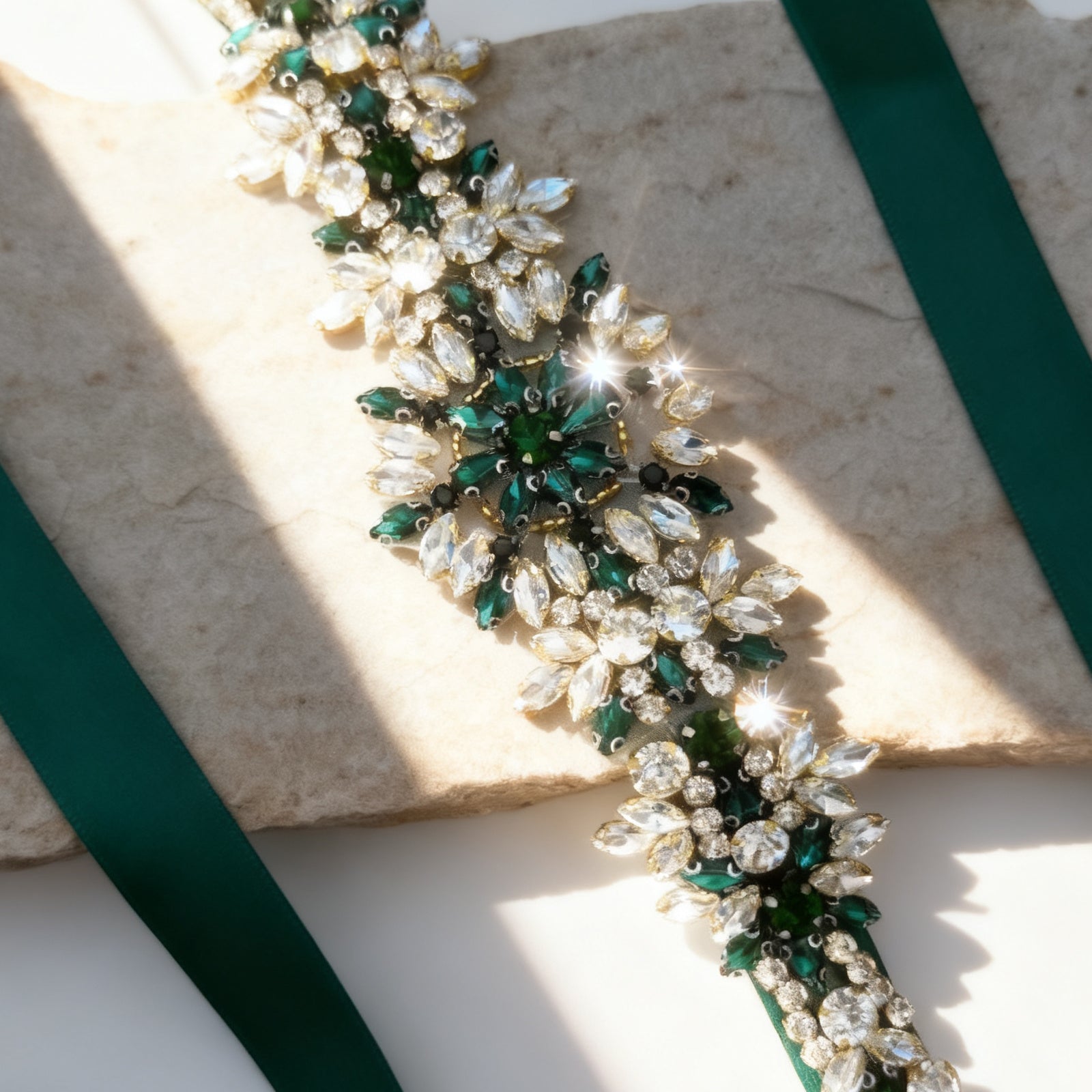 S319KL green rhinestone belt