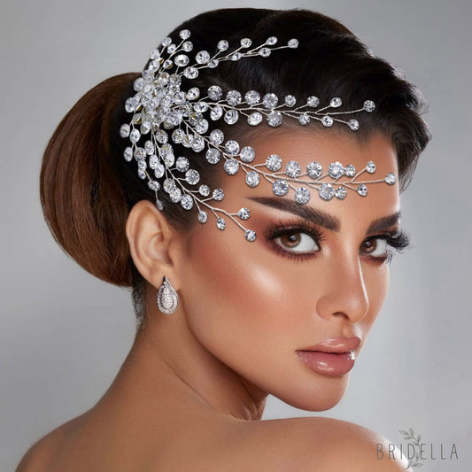 BHP590-S silver rhinestone hair comb