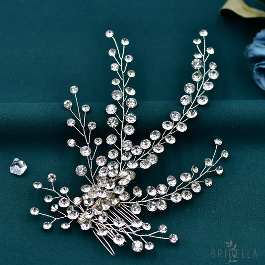 BHP590-S silver rhinestone hair comb