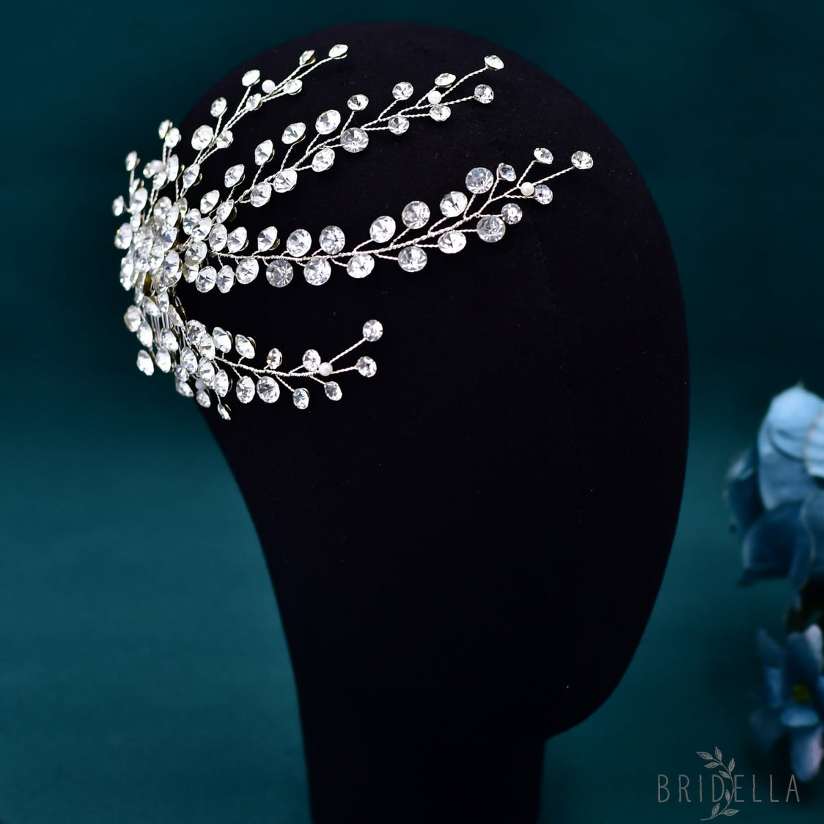 BHP590-S silver rhinestone hair comb