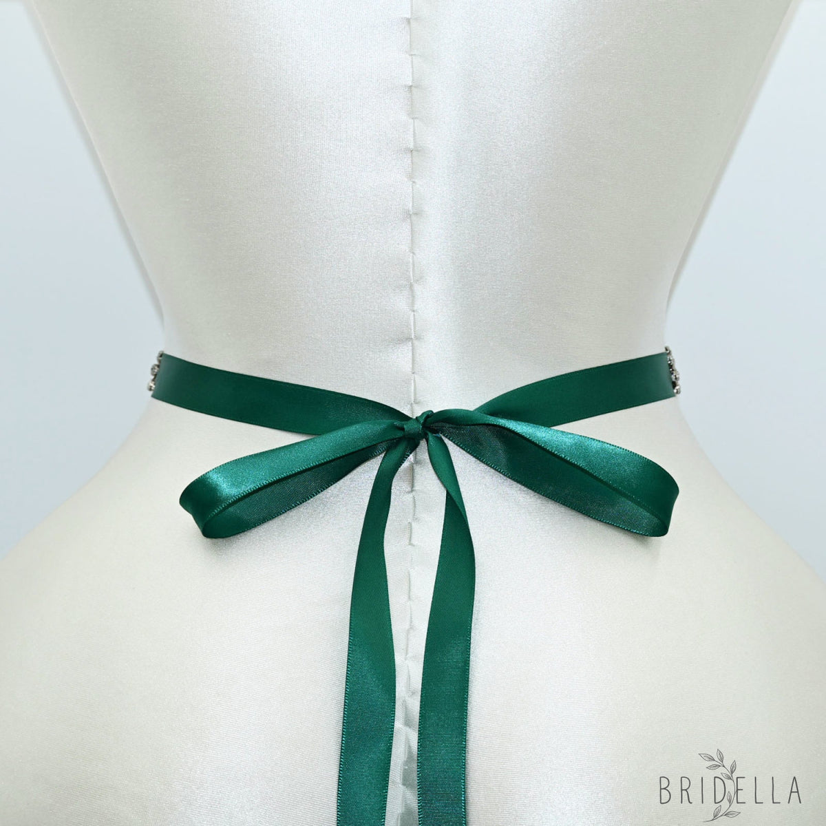 Emerald Green Rhinestone Bridal Sash Wedding Dress Belt – Bridella BS120KL - Emerald - Belts