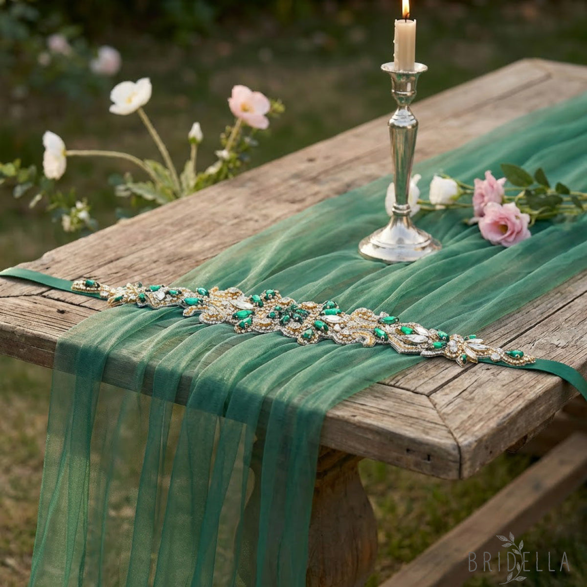 Emerald Rhinestone Belt - Emerald - Blets