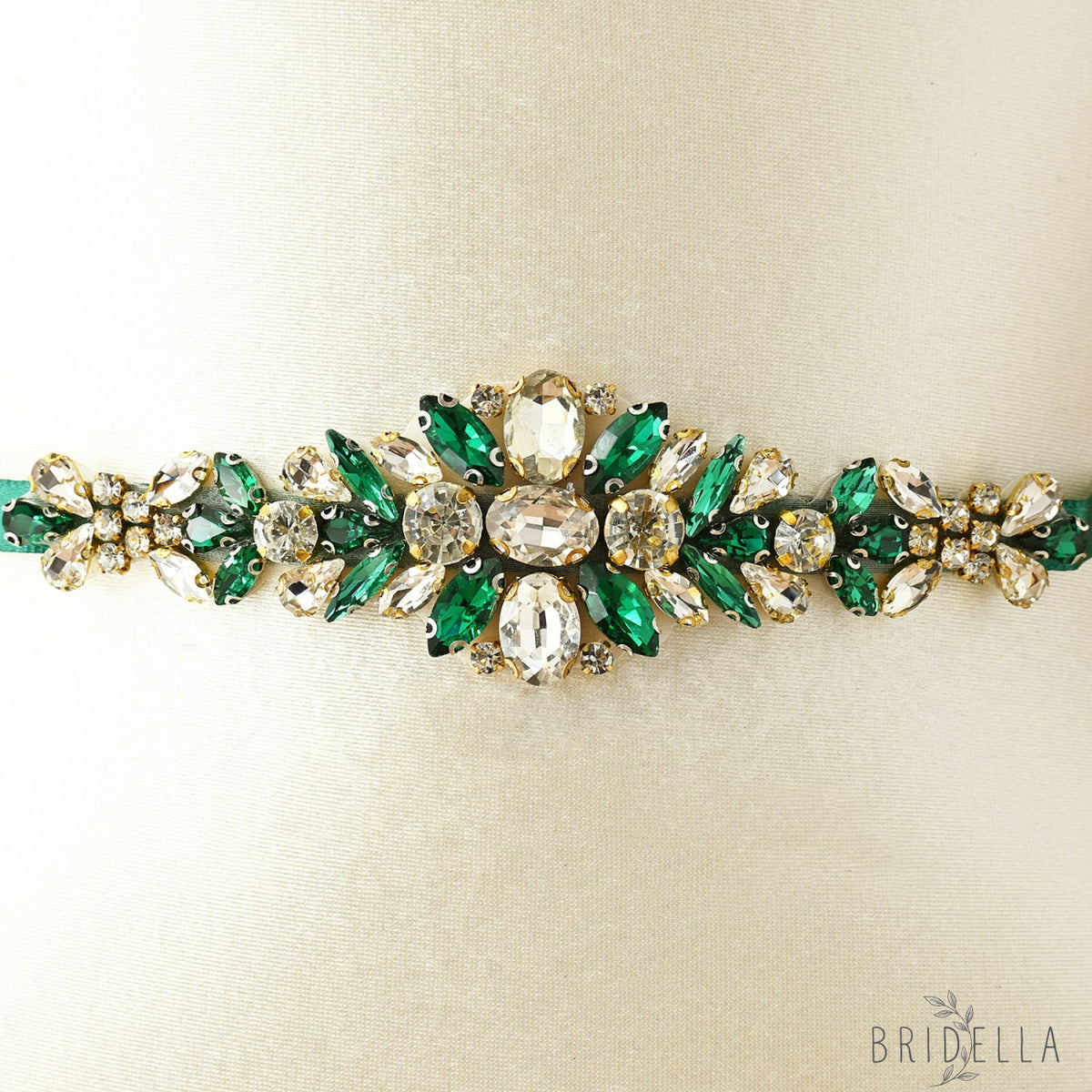 Emerald Rhinestone Belt - Bridella BS128GKL - Belts
