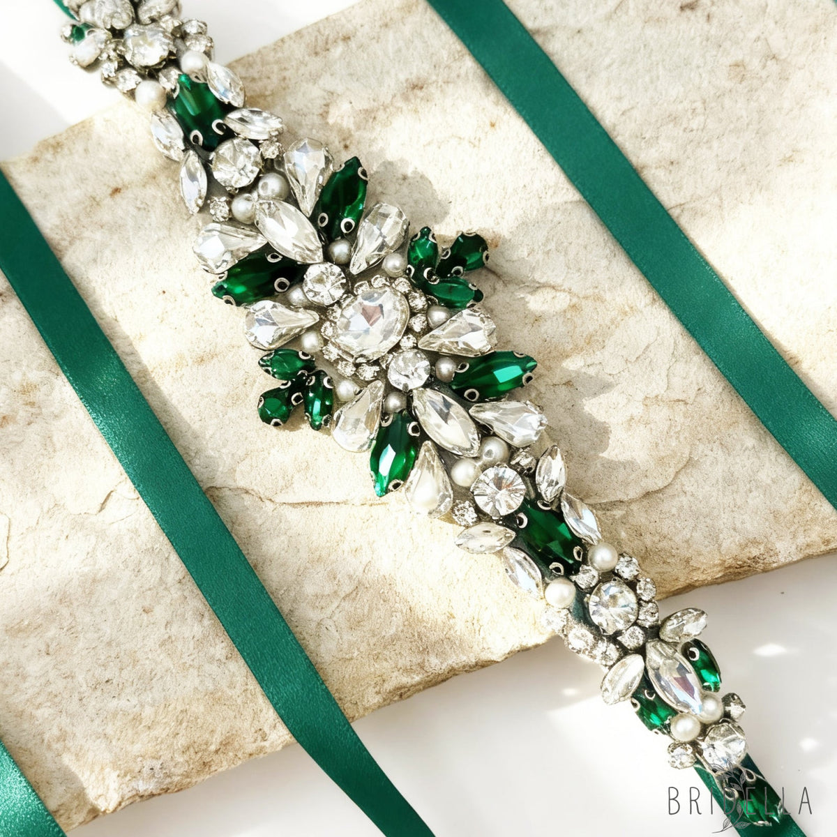 Emerald Rhinestone Belt - Bridella BS133KL - red 1 - Blets