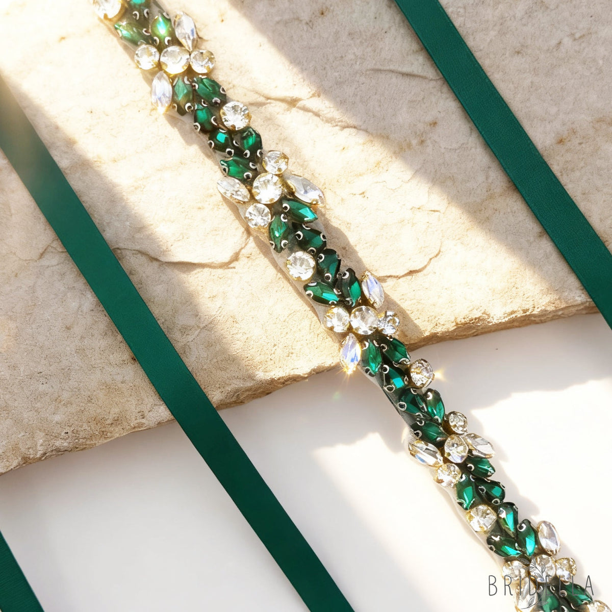 Emerald Rhinestone Belt - Bridella BS437KL - Emerald - Blets