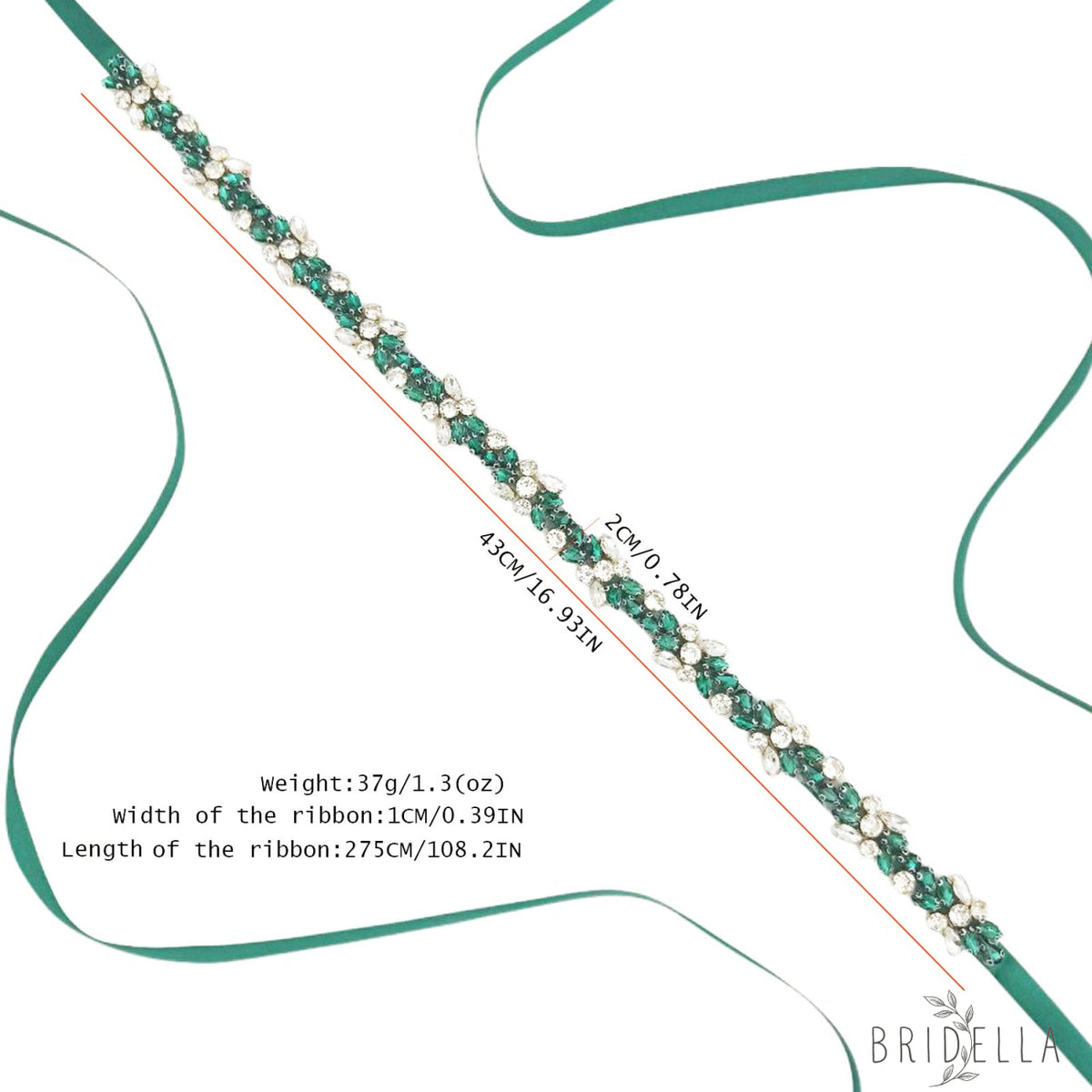 Emerald Rhinestone Belt - Bridella BS437KL - Emerald - Blets