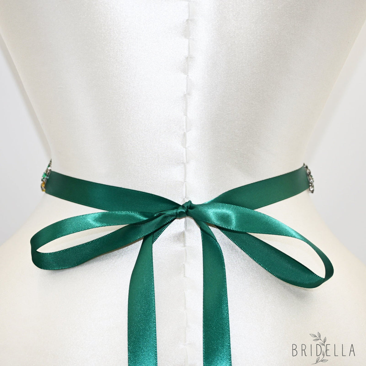 Emerald Rhinestone Bridal Belt Crystal Wedding Sash Adjustable BS242KL Bridella - Emerald - Blets