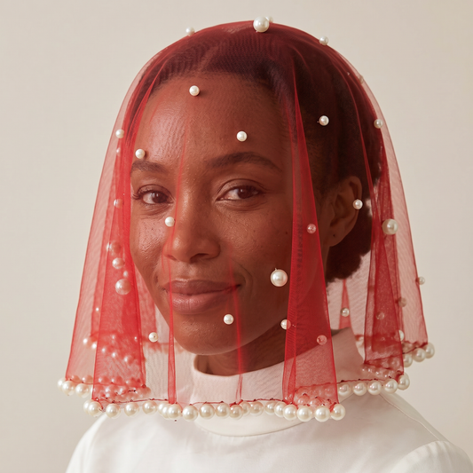 Pearl Beaded Blusher Bridal Veil Short Wedding Face Veil Bride Accessory - Bridella BVA10-R