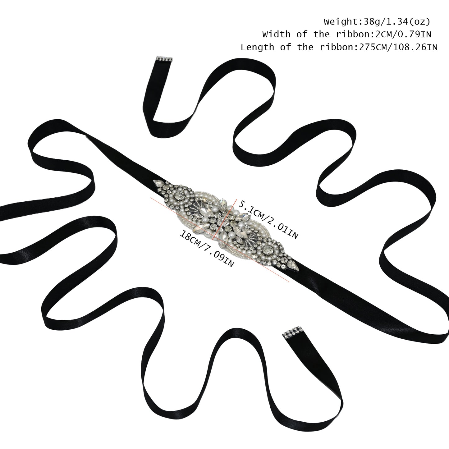 Bridella BS159 Black Rhinestone Belt