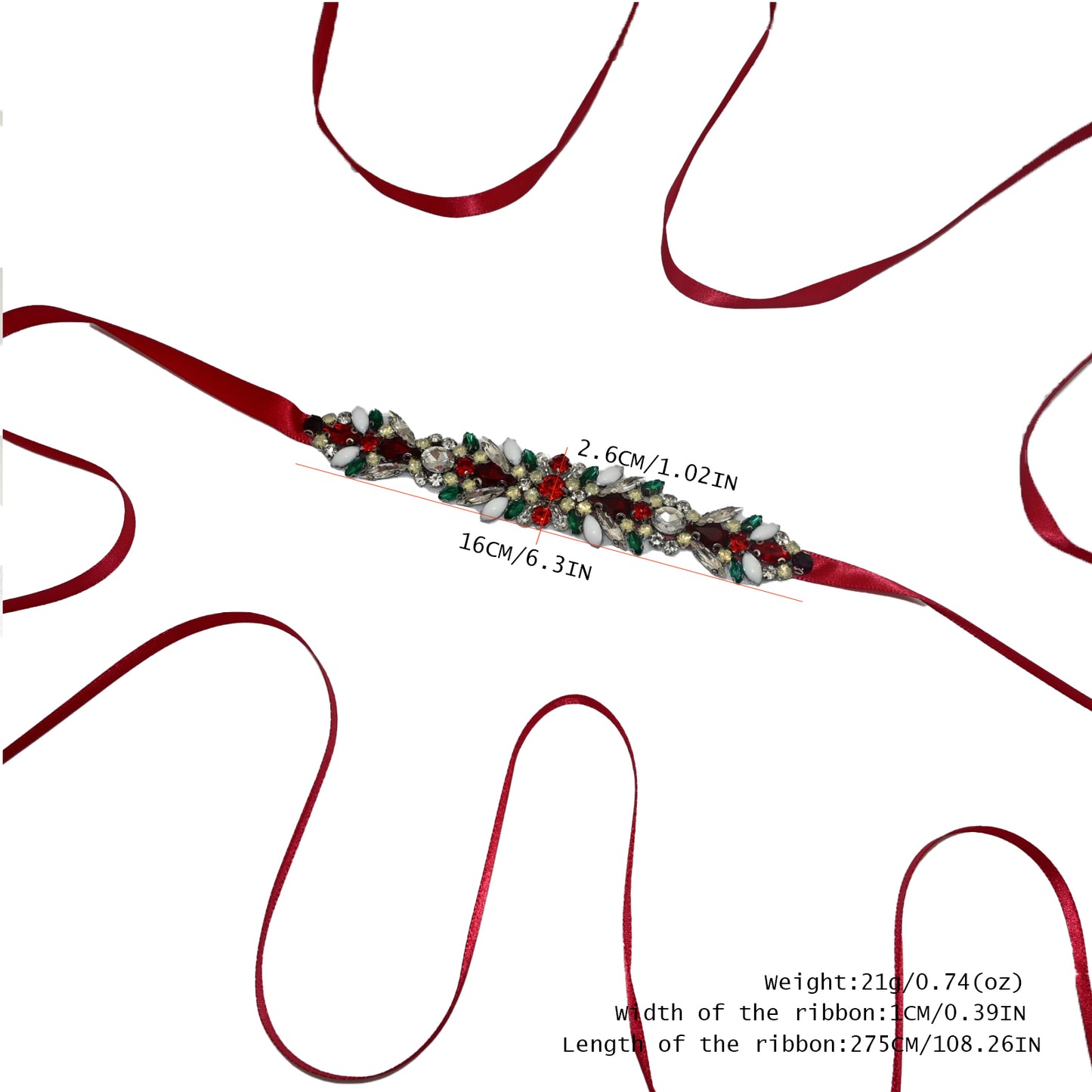 Bridella BS477 Red Satin & Crystal Belt