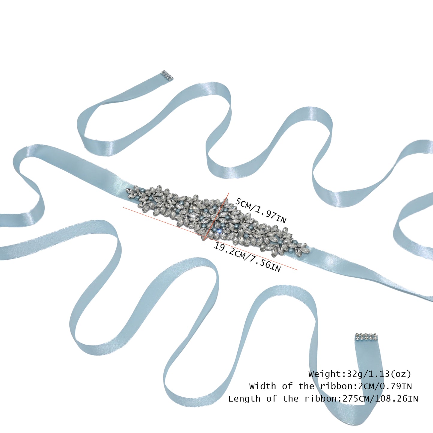 Bridella BS121 Light Blue Rhinestone & Pearl Accessory