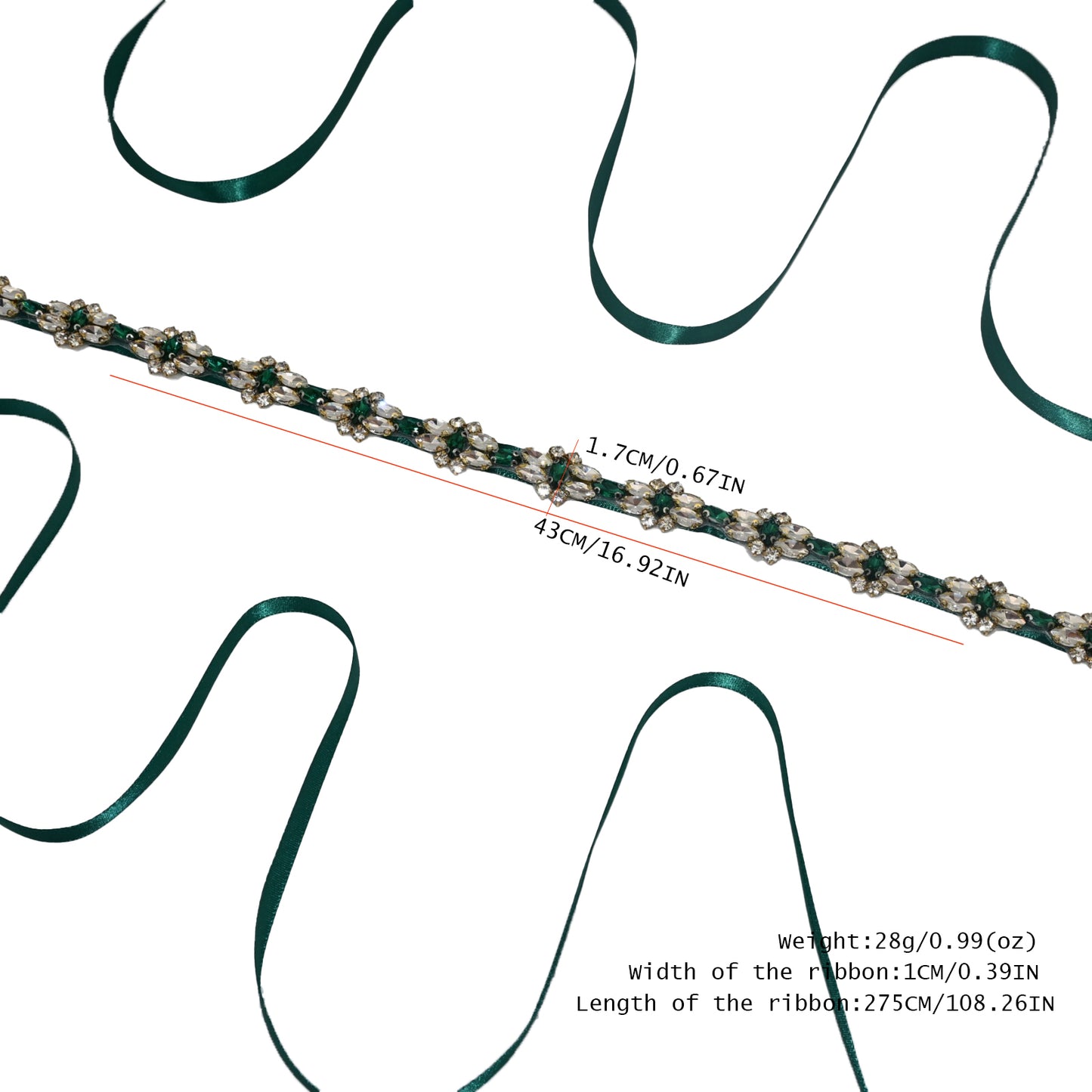 Bridella BS333GKL Green Rhinestone Belt