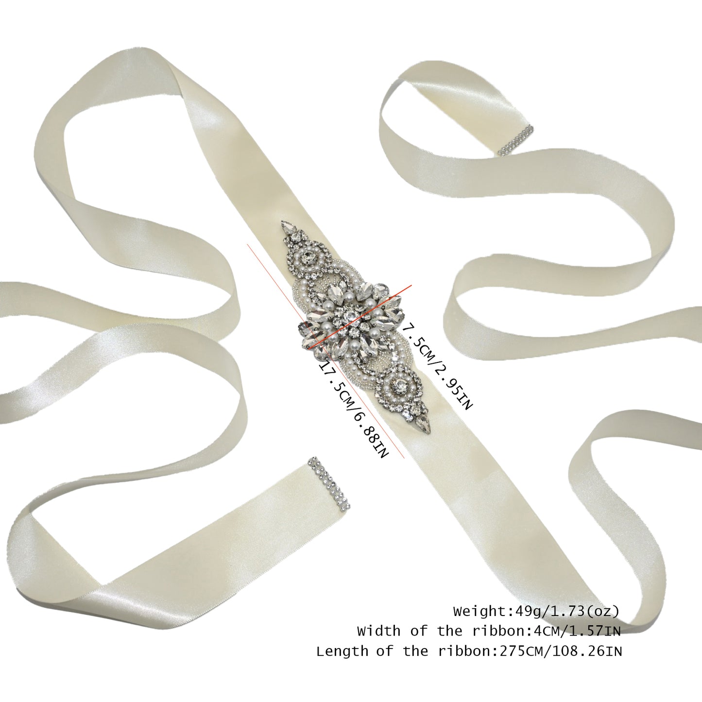 Bridella BS05B Ivory Rhinestone & Pearl Belt