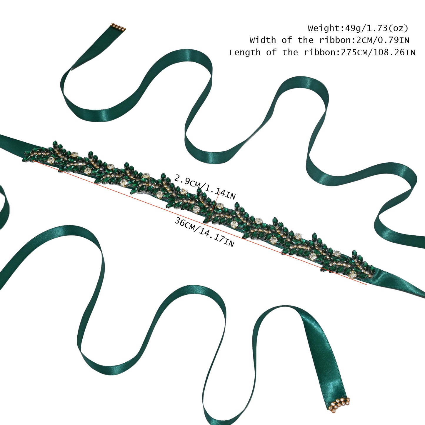 Bridella BS242KL Emerald Rhinestone Belt