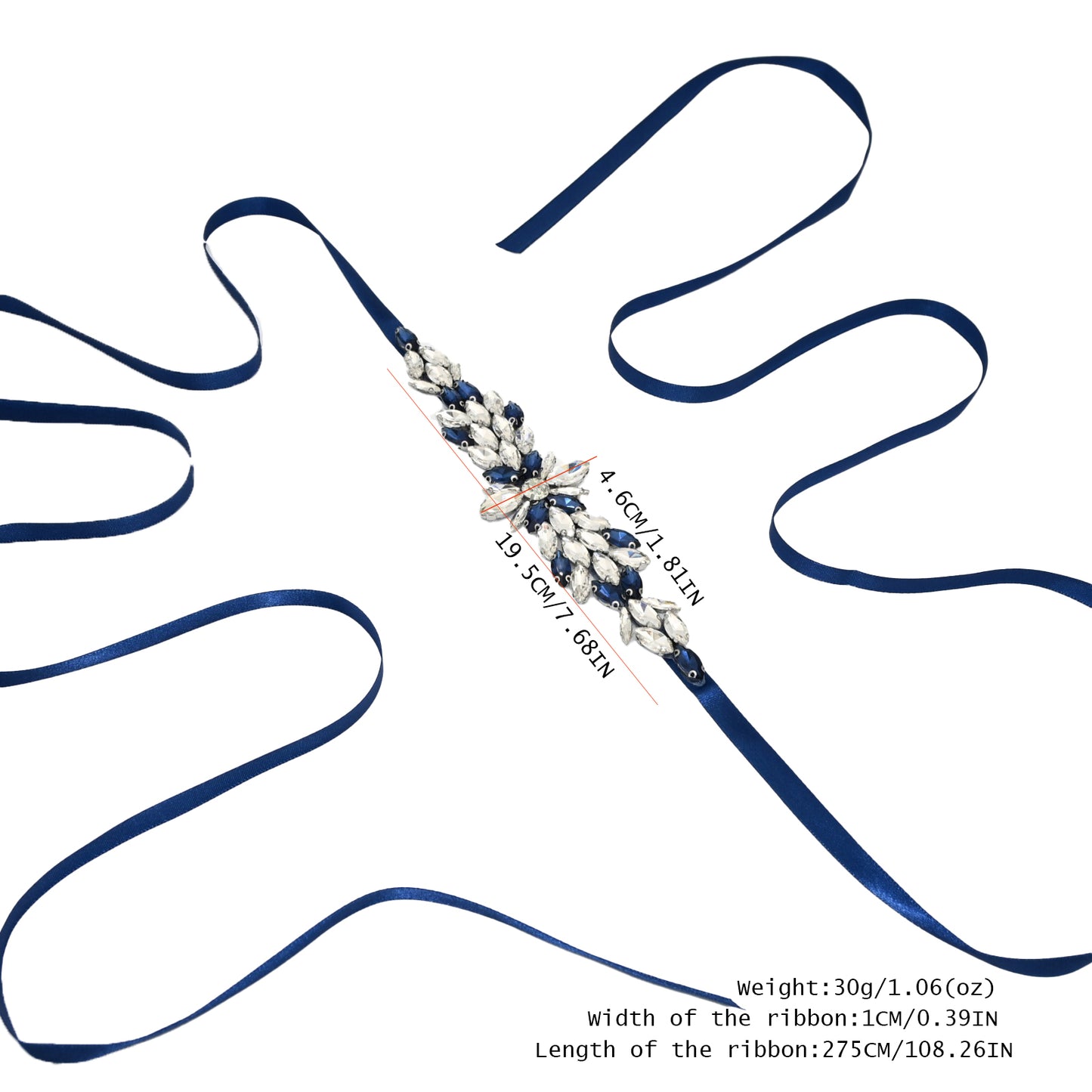 Bridella BS227ML Navy Rhinestone Belt