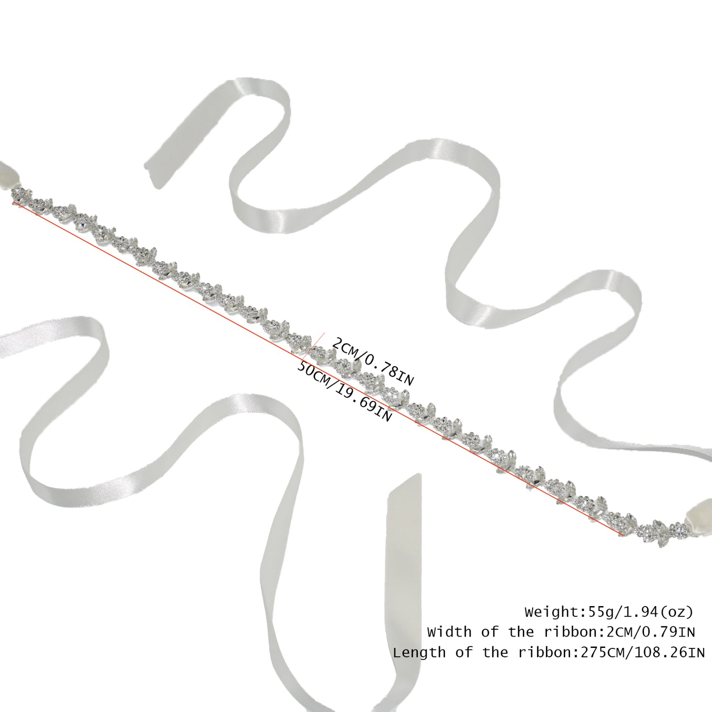 Bridella BS440 Off White Rhinestone Belt