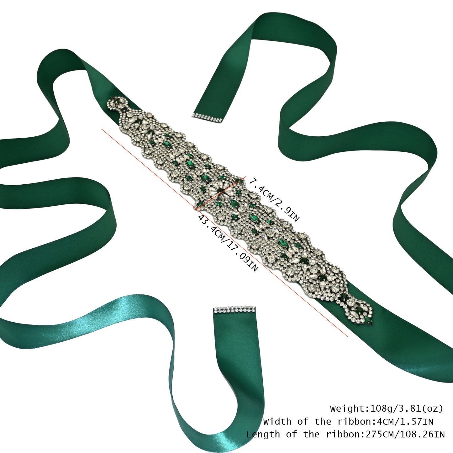 Bridella BS233LKL Green Rhinestone Belt