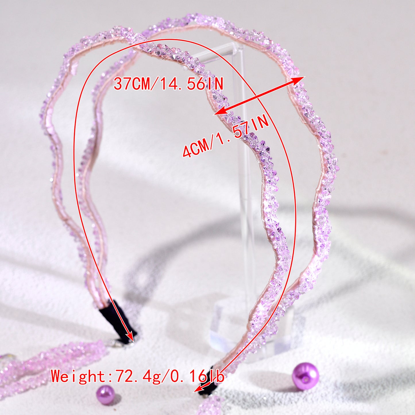 Pink Rhinestone Tassel Bridal Headband Wedding Hair Accessories - Bridella BYXA176