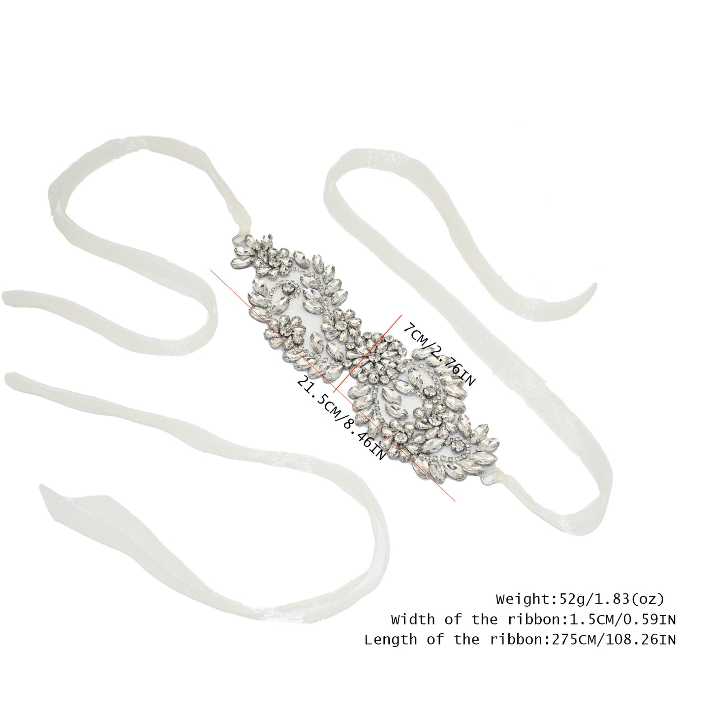 Bridella BS231 Ivory Rhinestone Belt