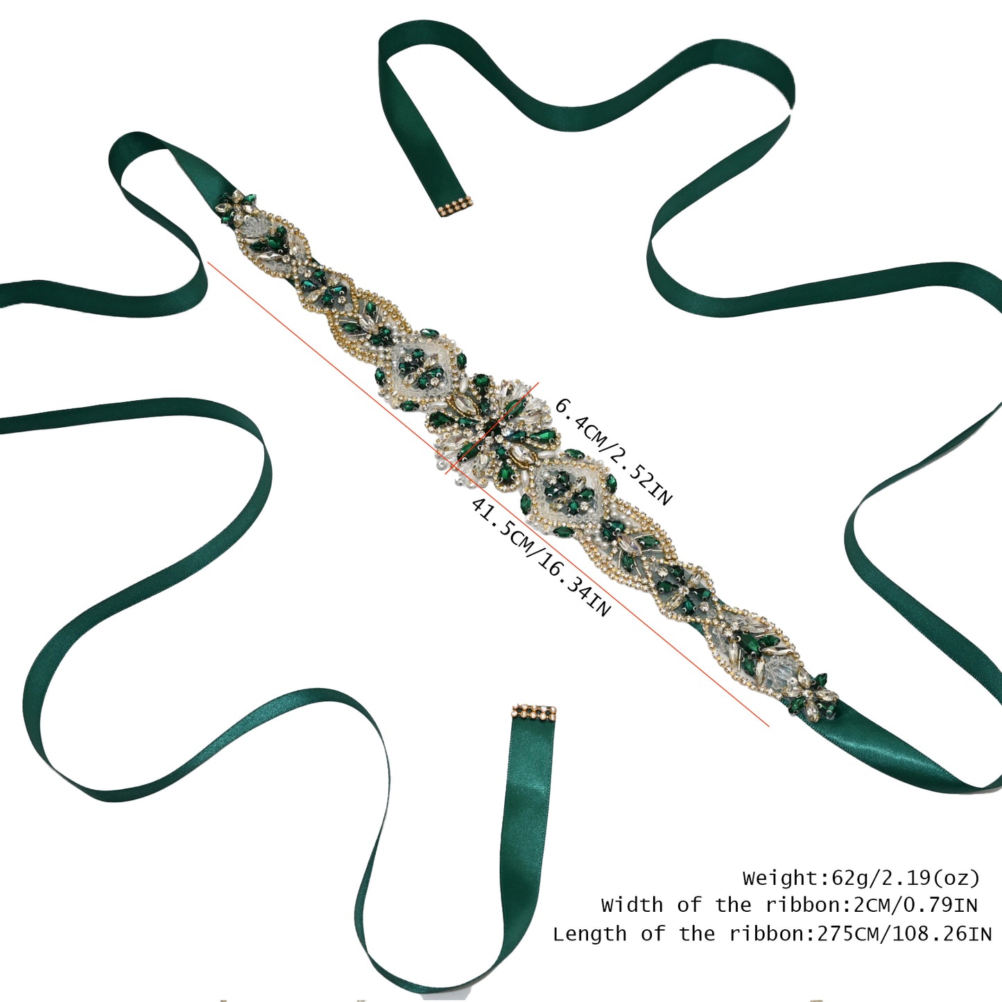 Bridella BS433GKL Green Rhinestone & Pearl Accessory