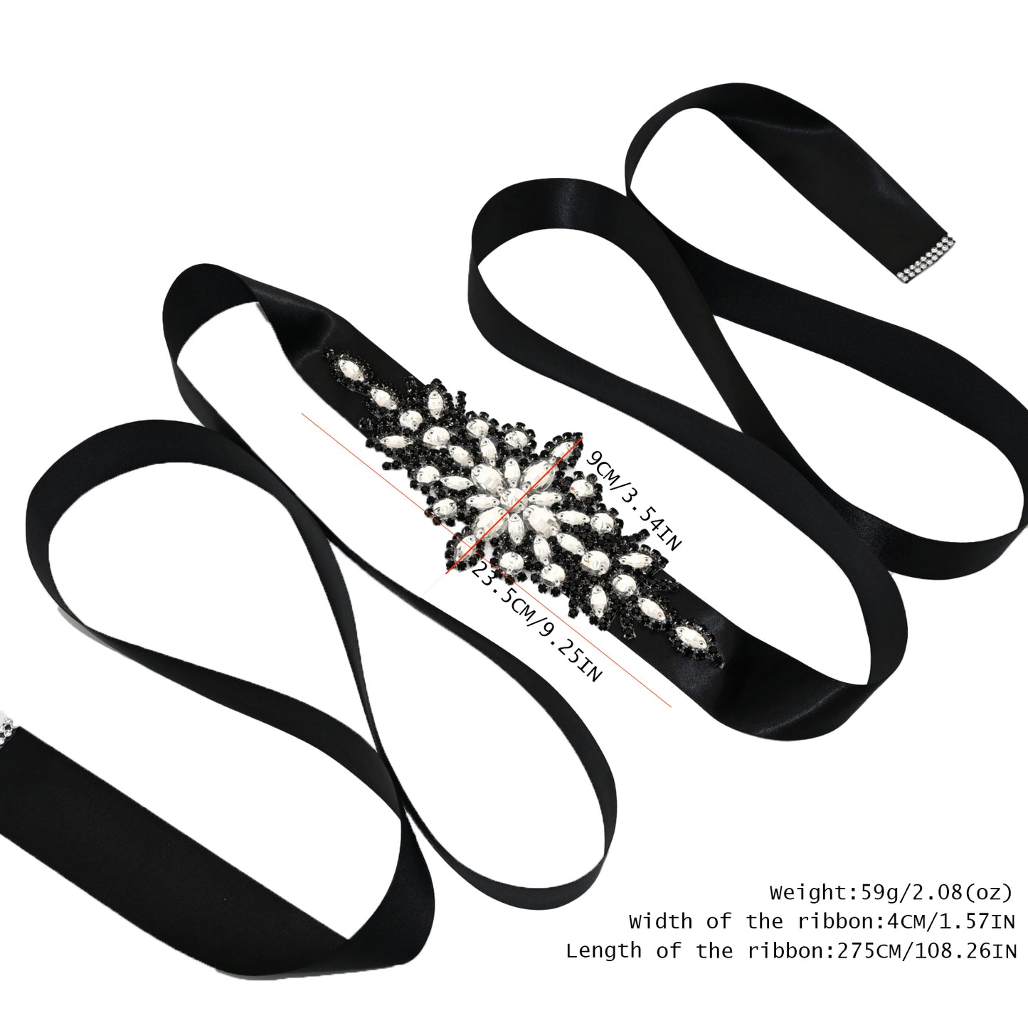 Bridella BS01B Black Rhinestone Belt