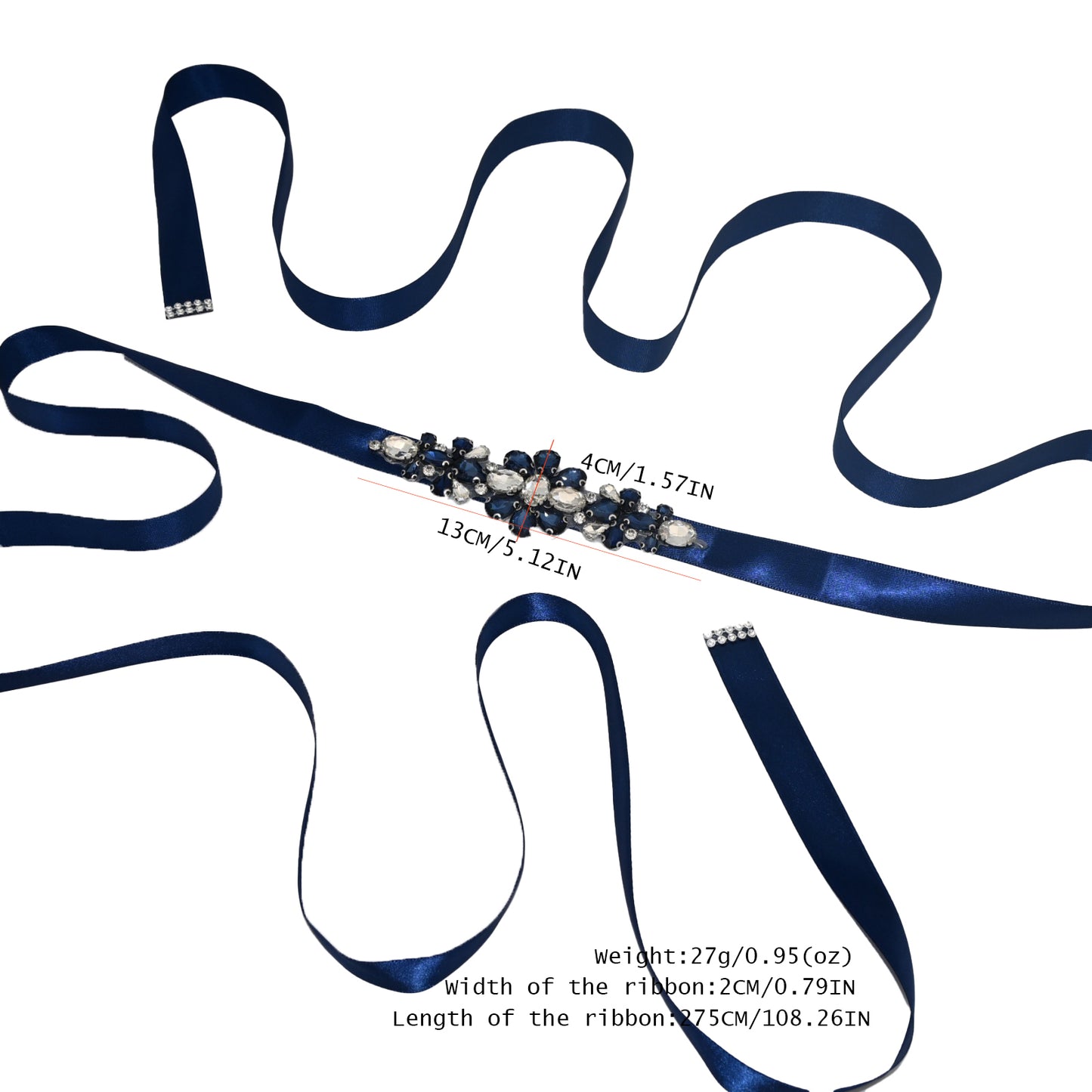 Bridella BS45ML Navy Rhinestone Belt