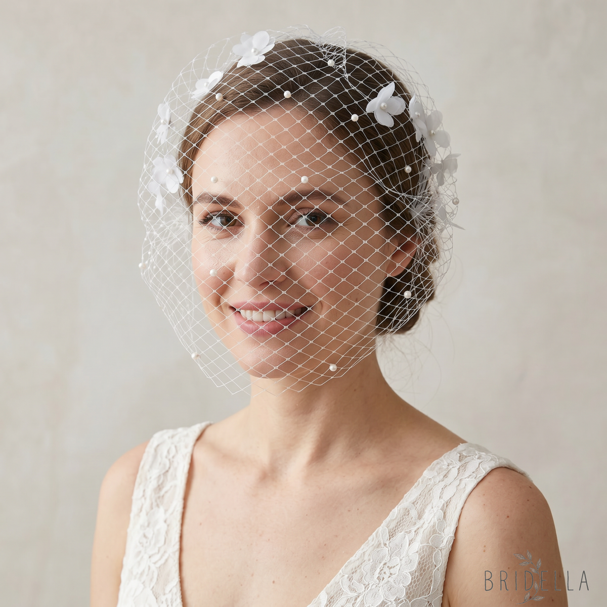 Floral Bridal Veil Headband Wedding Hair Accessory - Bridella BVA27-W - IVONY