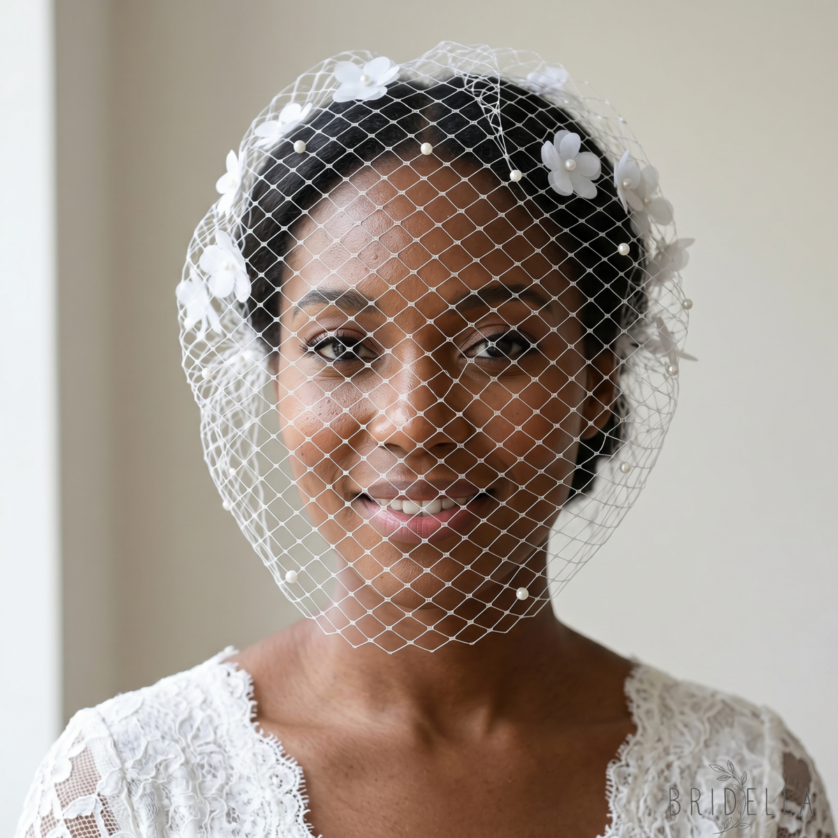 Floral Bridal Veil Headband Wedding Hair Accessory - Bridella BVA27-W - IVONY