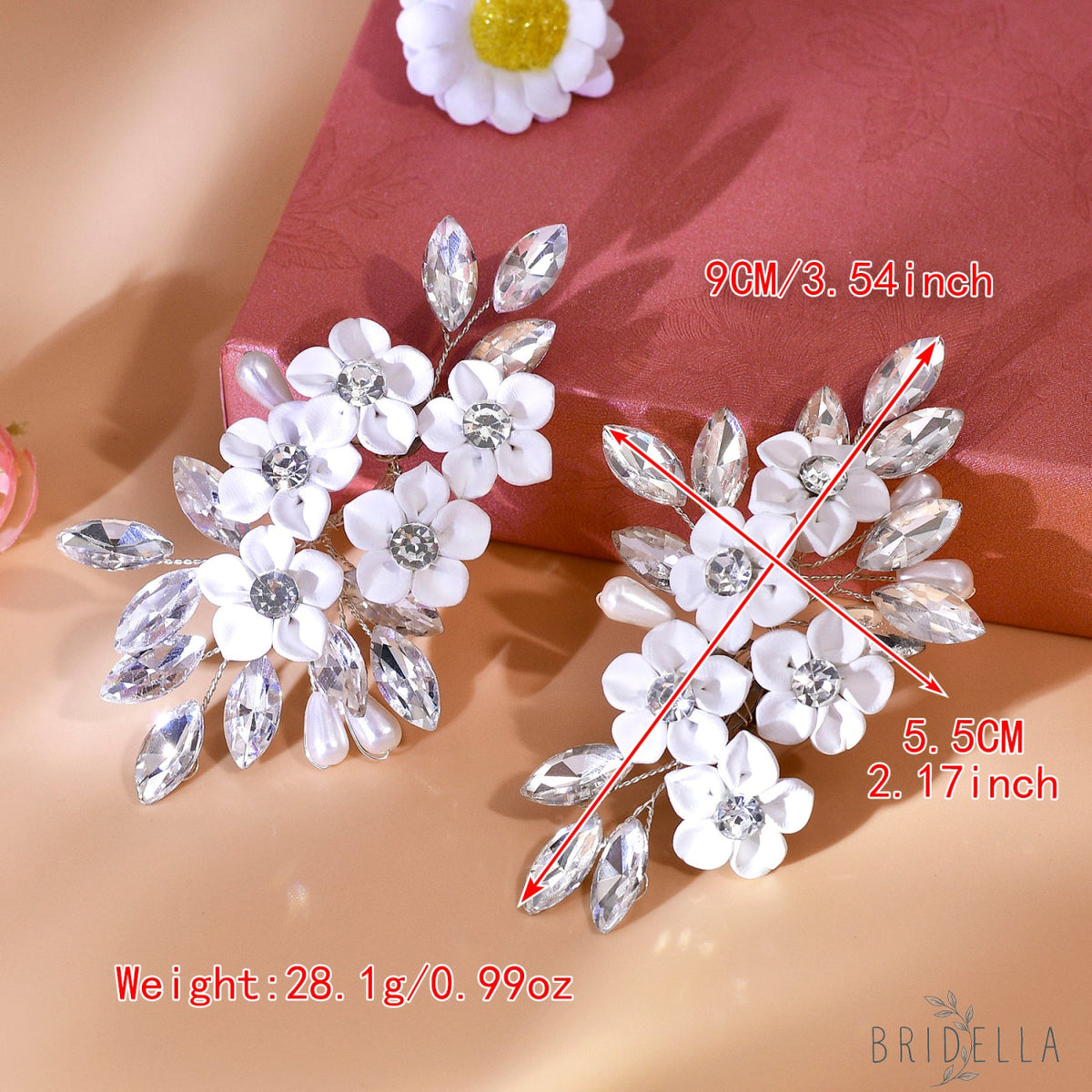 Flower Rhinestone Bridal Shoe Clips Wedding Heel Decoration - Bridella BHX71 - White