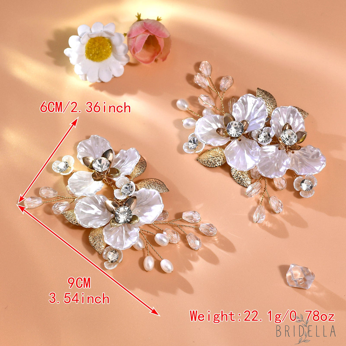 Gold Leaf Rhinestone Bridal Shoe Clips Wedding Decoration - Bridella BHX65 - Gold