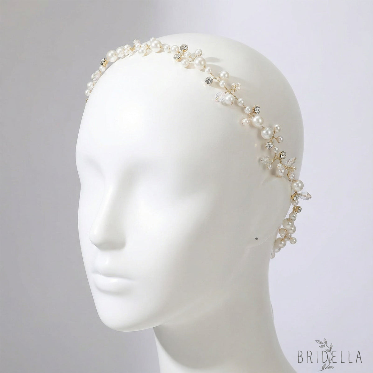Gold Pearl Bridal Tiara Wedding Hair Crown - Bridella BHP03-G - Golden - HEADWEAR
