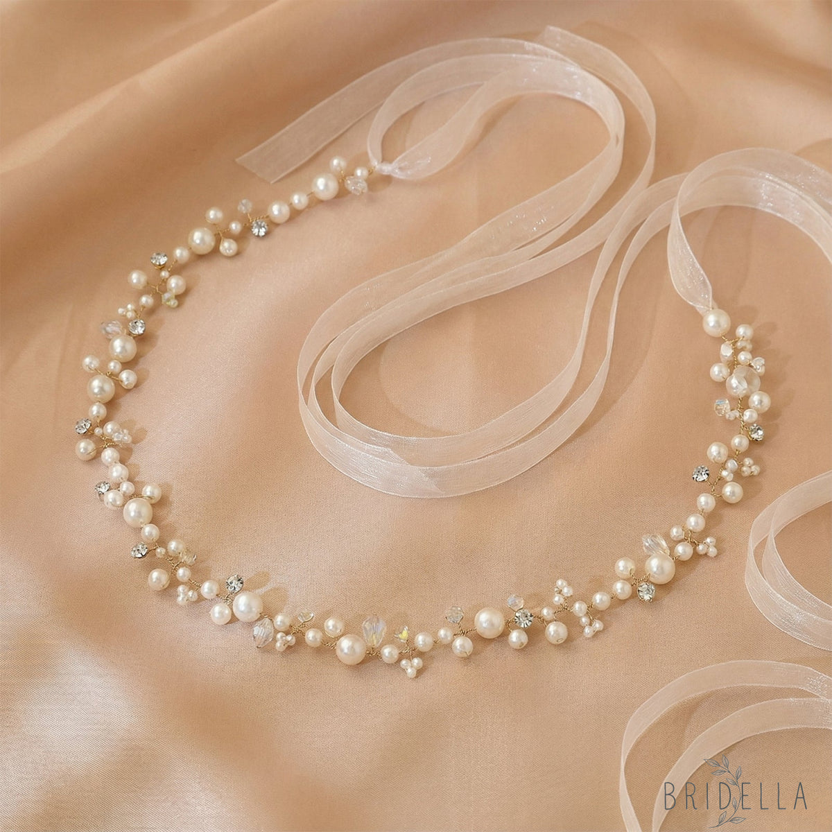 Gold Pearl Bridal Tiara Wedding Hair Crown - Bridella BHP03-G - Golden - HEADWEAR