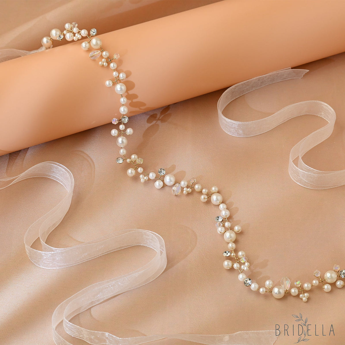 Gold Pearl Bridal Tiara Wedding Hair Crown - Bridella BHP03-G - Golden - HEADWEAR