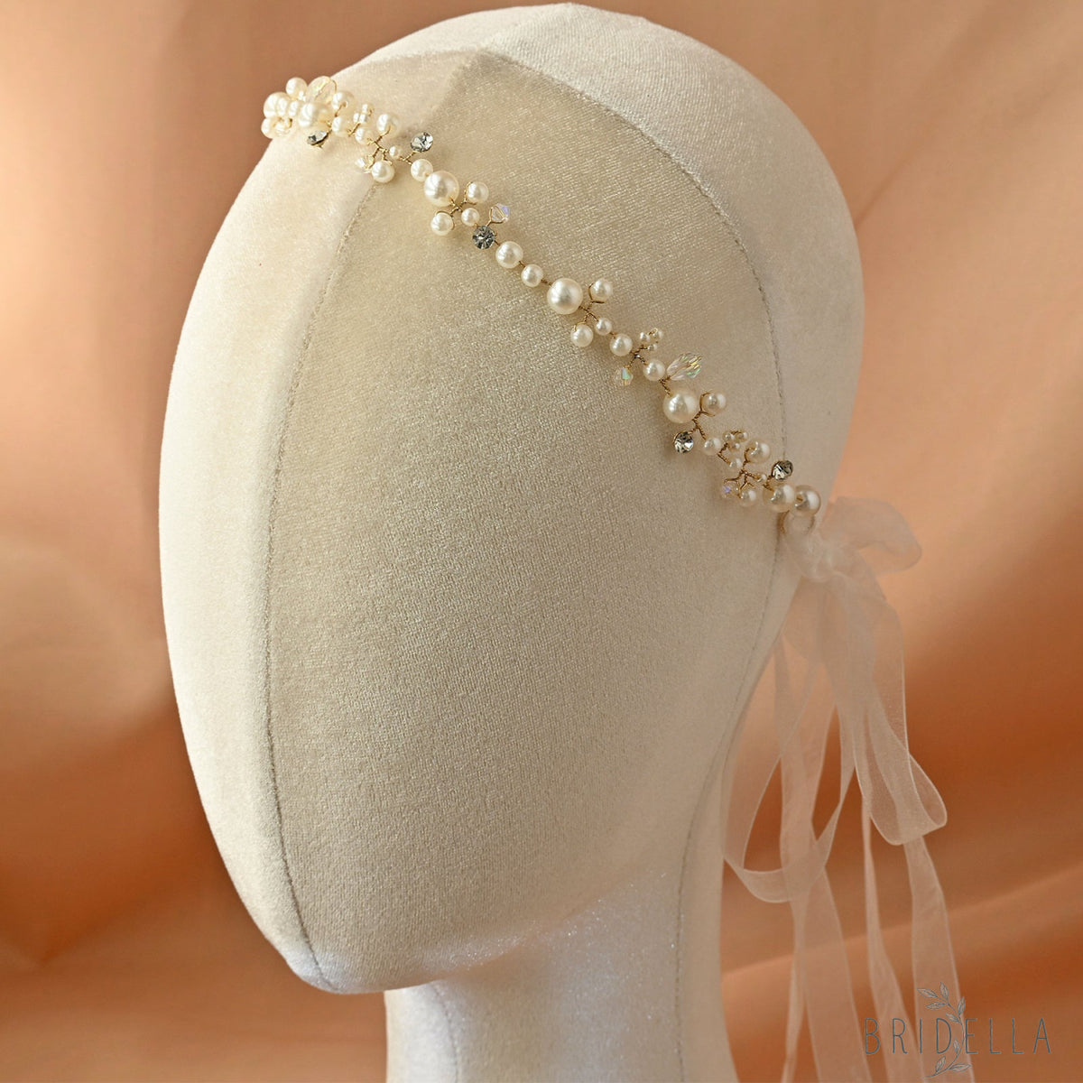 Gold Pearl Bridal Tiara Wedding Hair Crown - Bridella BHP03-G - Golden - HEADWEAR