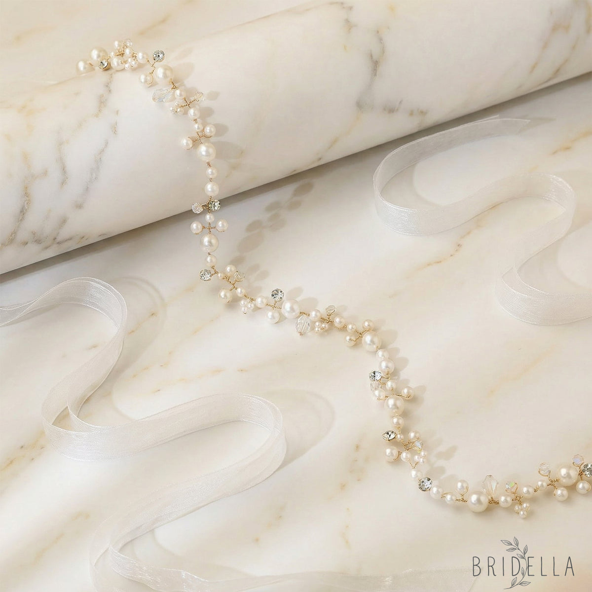 Gold Pearl Bridal Tiara Wedding Hair Crown - Bridella BHP03-G - Golden - HEADWEAR