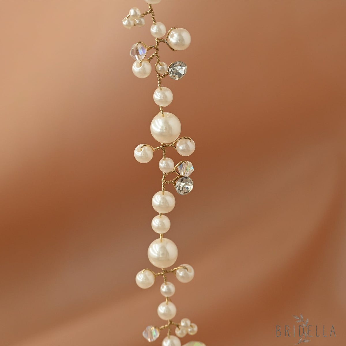 Gold Pearl Bridal Tiara Wedding Hair Crown - Bridella BHP03-G - Golden - HEADWEAR