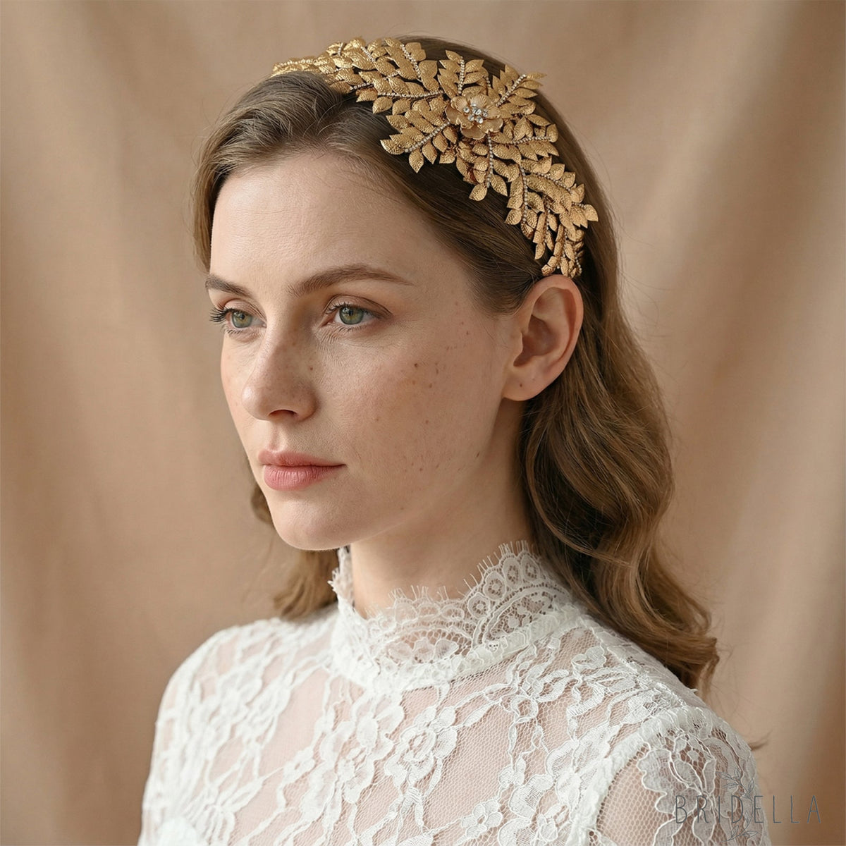 Gold Rhinestone Bridal Crown Tiara for Wedding - Bridella BHP510-G - Gold
