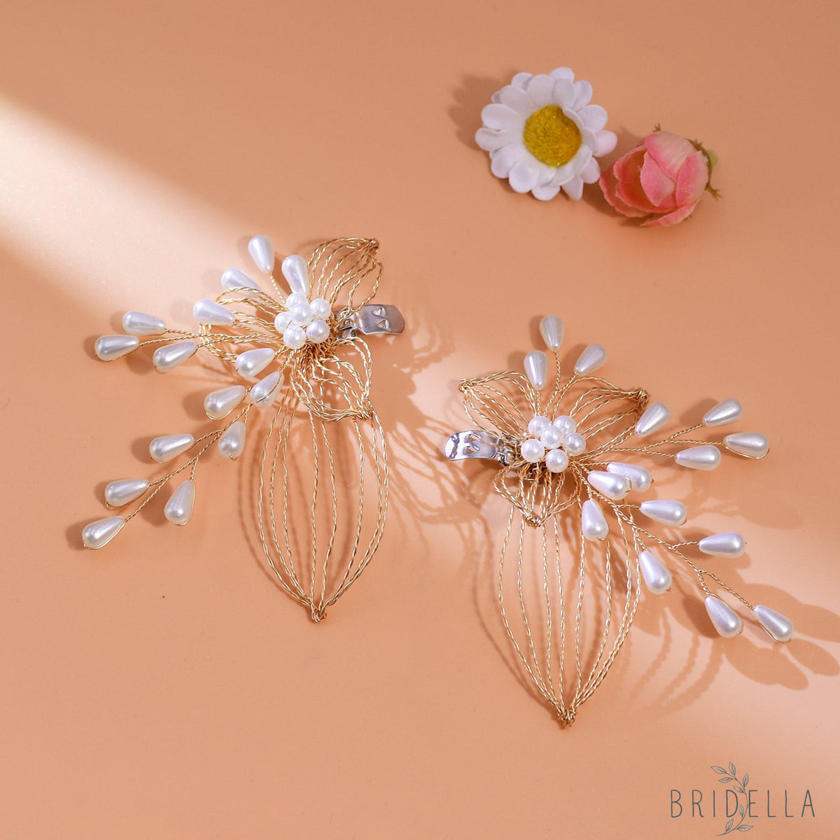 Gold Rhinestone Bridal Shoe Clips Wedding Heel Decoration - Bridella BHX55 - Gold
