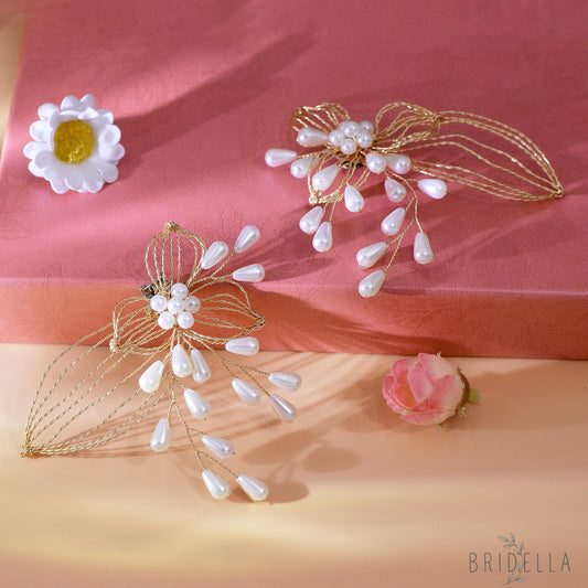 Gold Rhinestone Bridal Shoe Clips Wedding Heel Decoration - Bridella BHX55 - Gold
