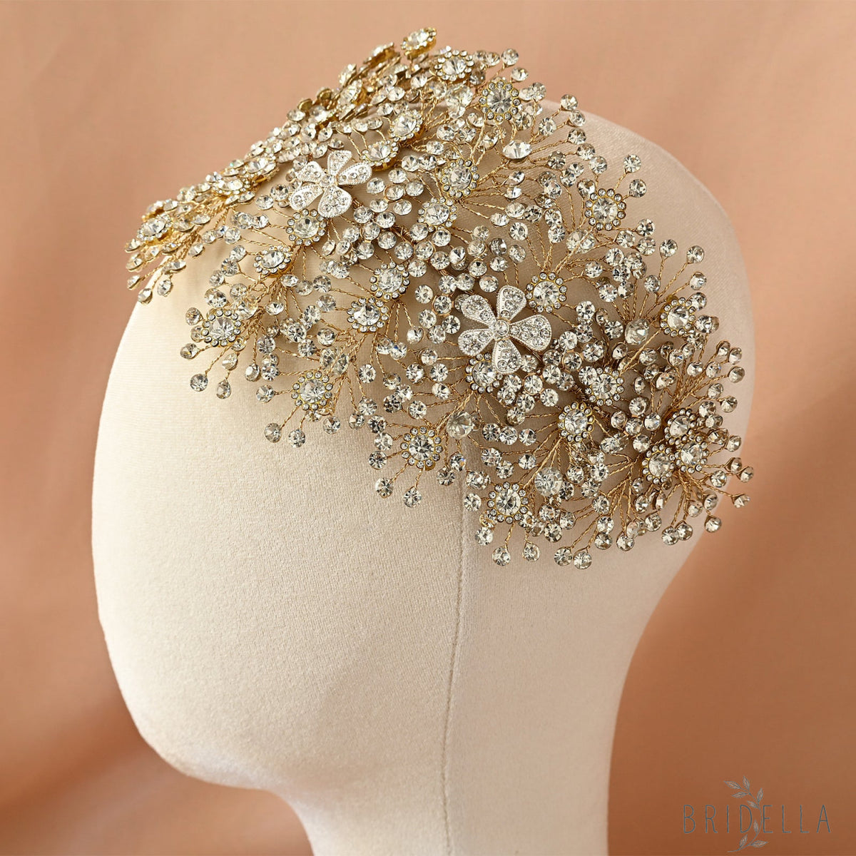 Gold Rhinestone Bridal Tiara Headband for Wedding - Bridella BHP240-G - Gold