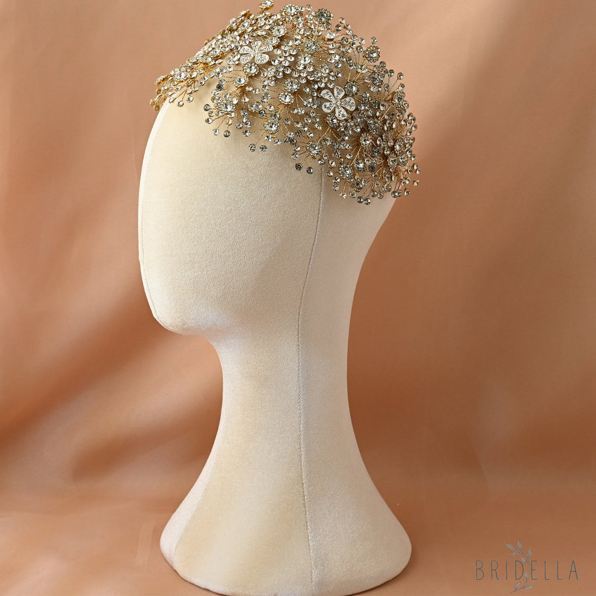 Gold Rhinestone Bridal Tiara Headband for Wedding - Bridella BHP240-G - Gold