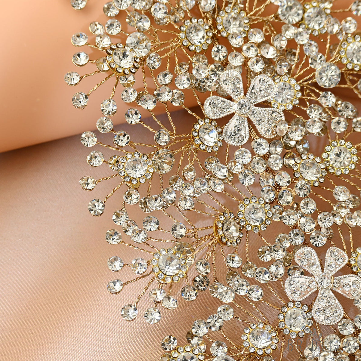 Gold Rhinestone Bridal Tiara Headband for Wedding - Bridella BHP240-G - Gold